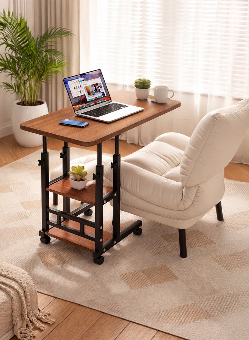 Toshionics Mobile Standing Desk Height Adjustable Bedside Laptop Table with Wheels, Foldable Multifunctional Side Table Computer Desk for Bedroom, Living Room, Office, Hospital & Studio (60–85cm) - Image 1